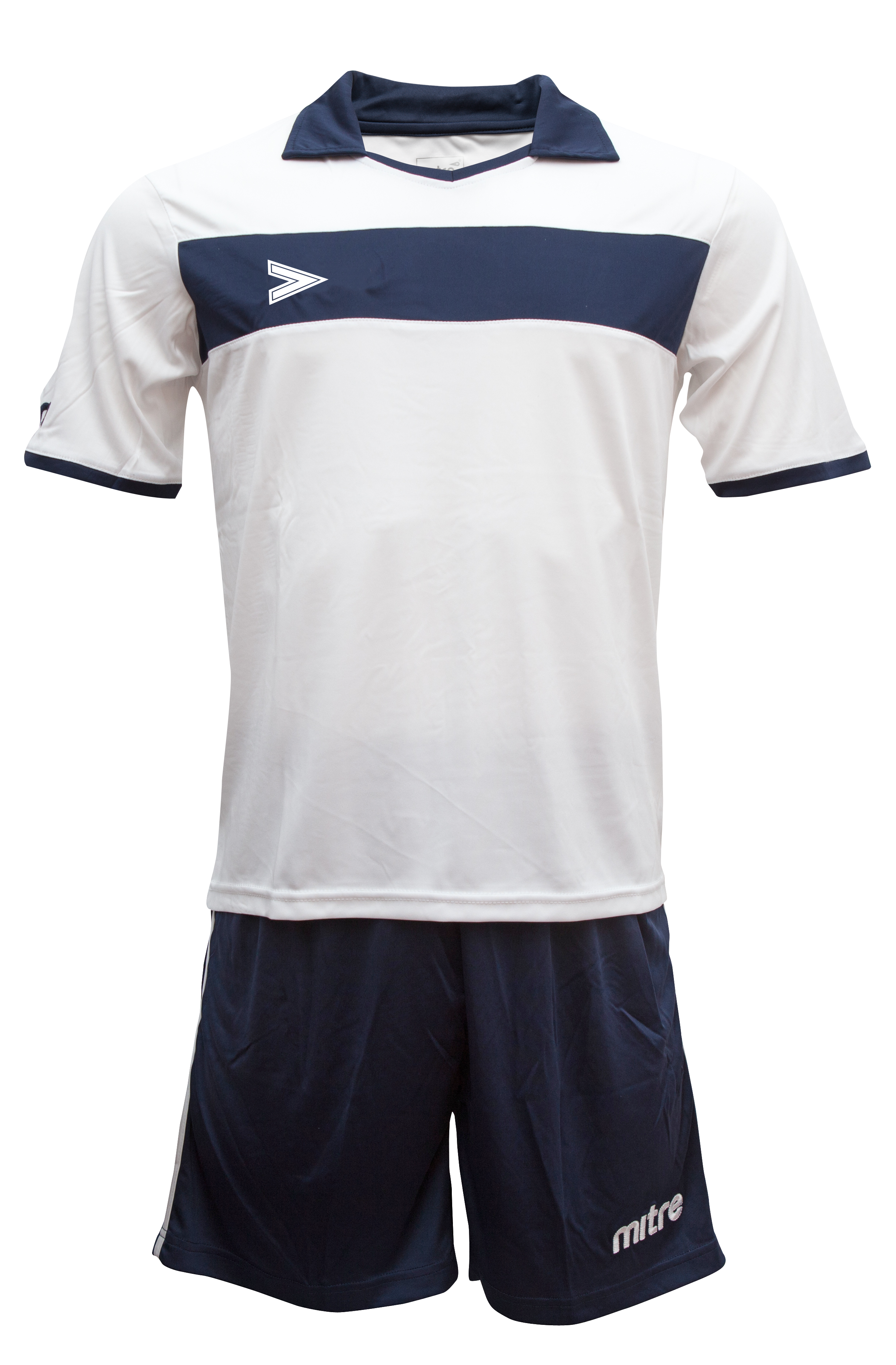 Uniforme Mitre London Delta Eco Adulto Blanco-Azul Marino